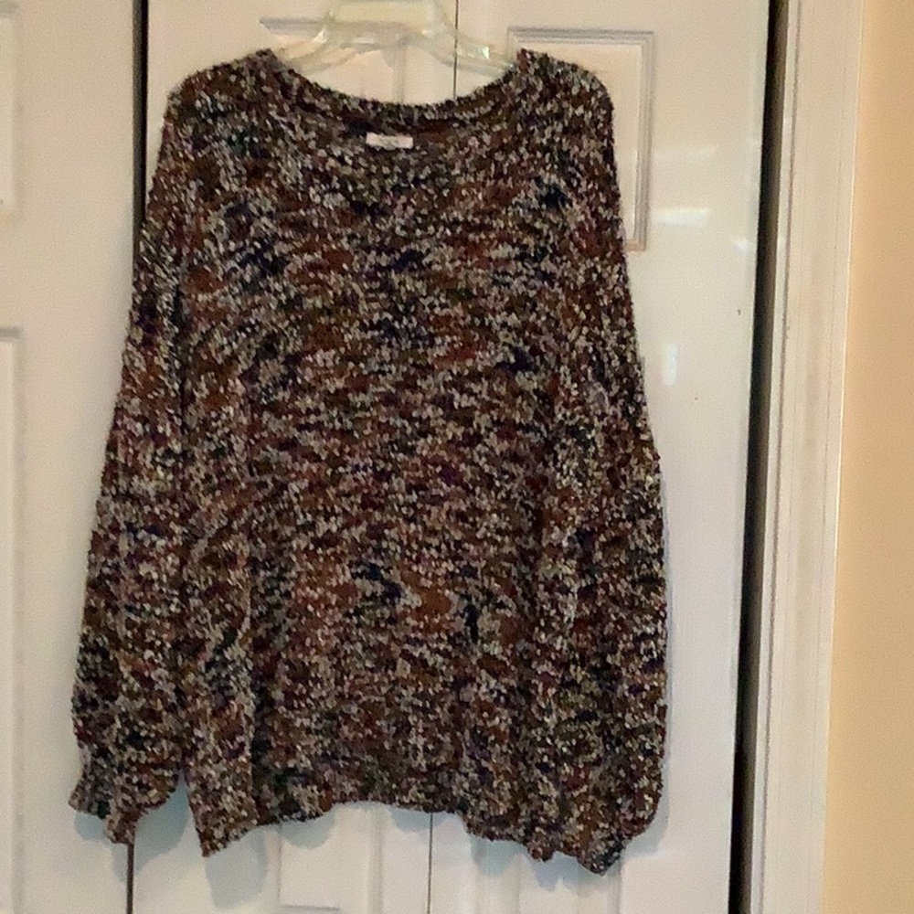Multicolor Knit Sweater - Relaxed Women's Pullover 3X